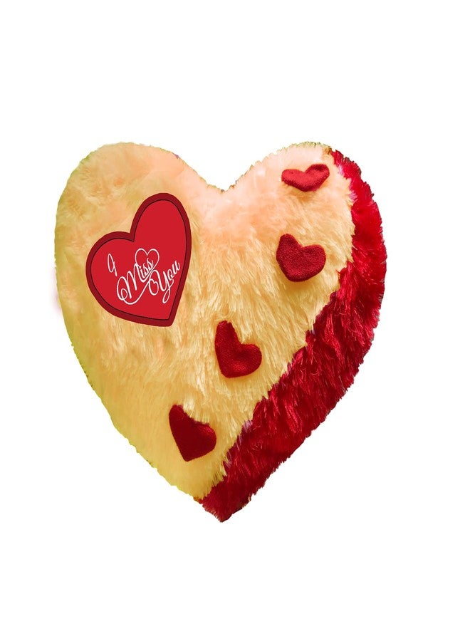 PICKKART I Miss You Soft Heart Pillow Gift for Friend/ Girlfriend/ Boyfriend/ Long Distance Relationship - Size (37 cm X 37 cm ) (Beige)